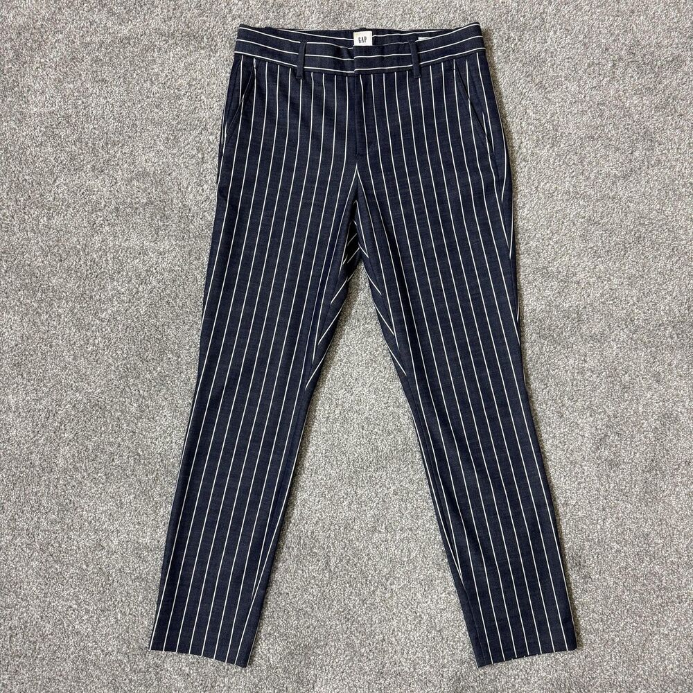 GAP Pants Womens 4 Navy Stripe Signature Skinny Ankle Work Office Stretch